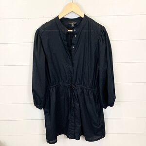 Banana Republic Black Button-Up cinched waist mini dress Womans size XL cotton